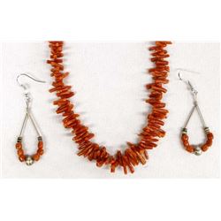 Navajo Branch Coral Necklace and Earrings