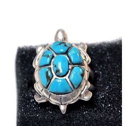 Navajo Sterling & Kingman Turquoise Turtle Ring