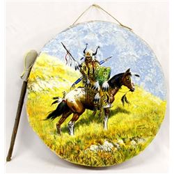 Native American Hand Painted Hide Drum