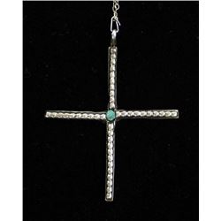 Vintage Navajo Sterling Turquoise Cross Necklace