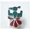 Image 1 : Navajo Sterling & Chip Inlay Turquoise Coral Ring