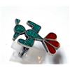 Image 2 : Navajo Sterling & Chip Inlay Turquoise Coral Ring