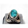 Image 1 : Navajo Sterling Sand Cast Turquoise Ring, Size 8