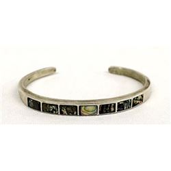 Vintage Navajo Sterling and Inlay Abalone Bracelet