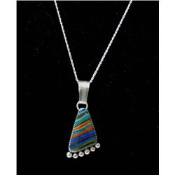 Navajo Sterling & Calsilica Pendant Necklace, Boyd