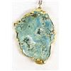 Image 3 : Gold Gilt Carved Turquoise Leaf Necklace