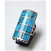 Image 1 : Navajo Sterling & Inlay Turquoise Ring, Size 7.5