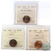 Lot of ICCS Certified 1-cent Coins - 1935 Canada 1-cent MS-63 Red/Brown, 1936 Canada 1-cent MS-60 Br