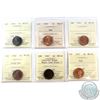 1936-1947 Canada 1-cent ICCS Certified Collection. You will receive 1936 AU-55, 1939 MS-65 Red, 1941