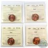1967, 1975, 1982, 1984 Canada 1-cent ICCS Certified MS-66 Red. 4pcs.
