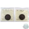 1895 Canada 1-cent EF-45 & 1907H Canada 1-cent VF-30, both coins ICCS Certified. 2pcs.