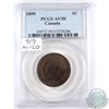 Image 1 : 1-cent 1899 PCGS Certified AU-50. Repunched '9/9', High/Low.