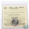 Image 1 : 1952 Canada 10-cent ICCS Certified MS-65