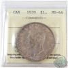 Image 1 : 1939 Canada $1 ICCS Certified MS-64