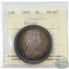 Image 1 : 1971 Canada Silver $1 ICCS Certified SP-67. Coin contains attractive Rainbow toning.