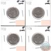 Image 1 : Lot of 4x Canada 5-cent Dated 1930, 1932, 1933 & 1934 in EF or EF-AU (coins have various impairments