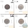 Image 1 : Lot of 4x Canada 10-cent Dated 1901, 1902H, 1904 & 1906 in Fine to VF (coins have various impairment
