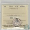 Image 1 : 1937 Canada 10-cent ICCS Certified MS-65