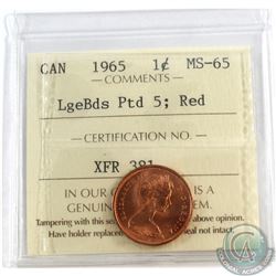1965 Canada 1-cent Large Beads Pointed 5 ICCS Certified MS-65 Red