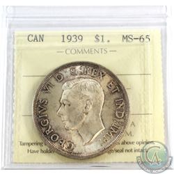 1939 Canada Silver $1 ICCS Certified MS-65