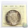 Image 1 : 1939 Canada Silver $1 ICCS Certified MS-65