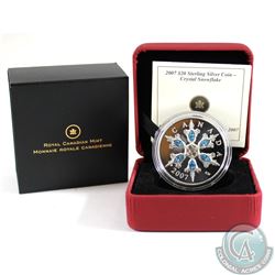 2007 Canada $20 Blue Crystal Snowflake Sterling Silver Coin