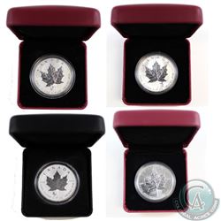 Lot of 4x Canada $5 Privy Maple Leafs Encapsulated in Red or Black RCM Display Boxes. You will recei