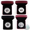 Image 1 : Lot of 4x Canada $5 Privy Maple Leafs Encapsulated in Red or Black RCM Display Boxes. You will recei