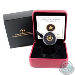 RCM Issue: 2013 Canada 25-cent Hummingbird 0.5g Pure Gold Coin (coin has light toning marks). TAX Ex