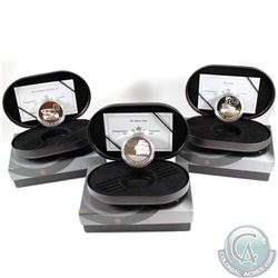 Lot of all 3x 2001 Canada $20 Transportation Series Sterling Silver Coins - Russell Light Four Car, 