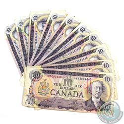 10 x 1971 $10.00 Notes in Average Circulated Condition. 10 pcs.