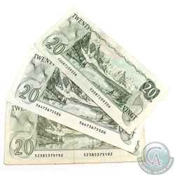 Complete Signature Type Set of the 1979 $20.00 Note. Included are Three 1979 $20.00 Notes, one of ea