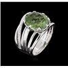 Image 3 : 4.70 ctw Green Tourmaline and Diamond Ring - 14KT White Gold