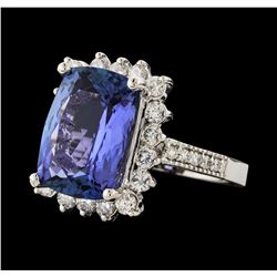 7.75 ctw Tanzanite and Diamond Ring - 14KT White Gold