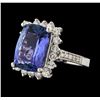 Image 1 : 7.75 ctw Tanzanite and Diamond Ring - 14KT White Gold