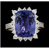 Image 2 : 7.75 ctw Tanzanite and Diamond Ring - 14KT White Gold