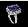 Image 4 : 7.75 ctw Tanzanite and Diamond Ring - 14KT White Gold