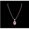 14KT Rose Gold 32.47 ctw GIA Certified Kunzite and Diamond Pendant With Chain