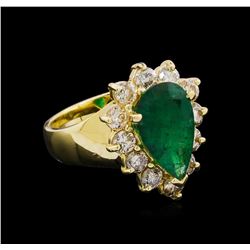 14KT Yellow Gold 2.48 ctw Emerald and Diamond Ring