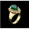 Image 4 : 14KT Yellow Gold 2.48 ctw Emerald and Diamond Ring