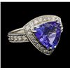 Image 1 : 3.72 ctw Tanzanite and Diamond Ring - 14KT White Gold