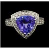 Image 2 : 3.72 ctw Tanzanite and Diamond Ring - 14KT White Gold