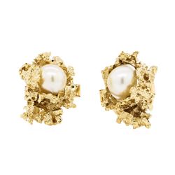 Baroque Pearl Cufflinks - 14KT Yellow Gold