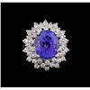 Image 2 : 8.26 ctw Tanzanite and Diamond Ring - 14KT White Gold