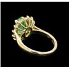 Image 3 : 3.15 ctw Emerald and Diamond Ring  - 14KT Yellow Gold