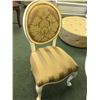 Image 2 : ROUND WHITE WOOD WITH GOLD TRIM DINING TABLE WITH 4 FABRIC BACK DINING CHAIRS