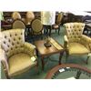 Image 2 : FLORAL PATTERNED 2 SEAT CURVED SOFA WITH 2 AGED BUTTON BACK ARM CHAIRS