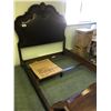 Image 2 : SCHNADIG DARK WOOD STUDDED LEATHER BACK QUEEN SIZE BED WITH 2 NIGHT STANDS