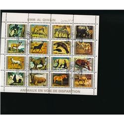 Umm Al Qiwain postage stamps Animals Block Of 16