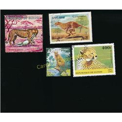 Lot Of 4 Foreign Cheetah Postage Stamps